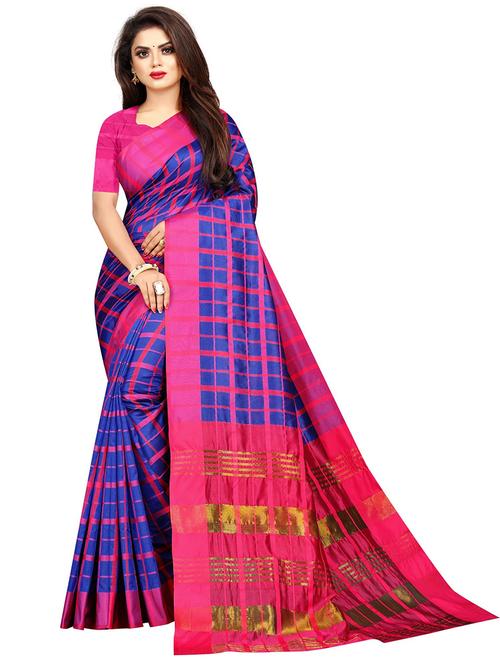 self design woven saree with blouse - 19265634 - Very Small Image - 1