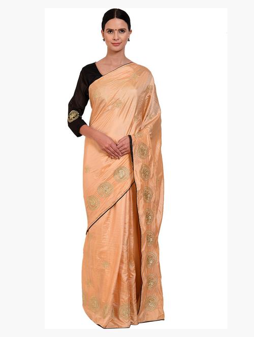 beige embroidered saree with blouse - 19265683 - Very Small Image - 1