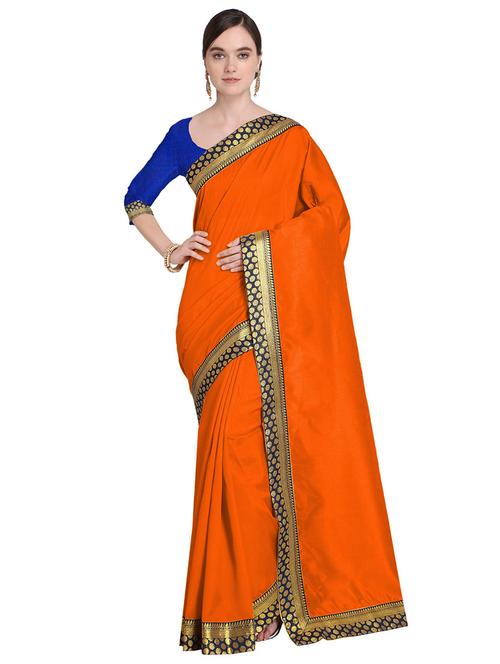 solid bordered saree with blouse - 19265711 - Very Small Image - 1