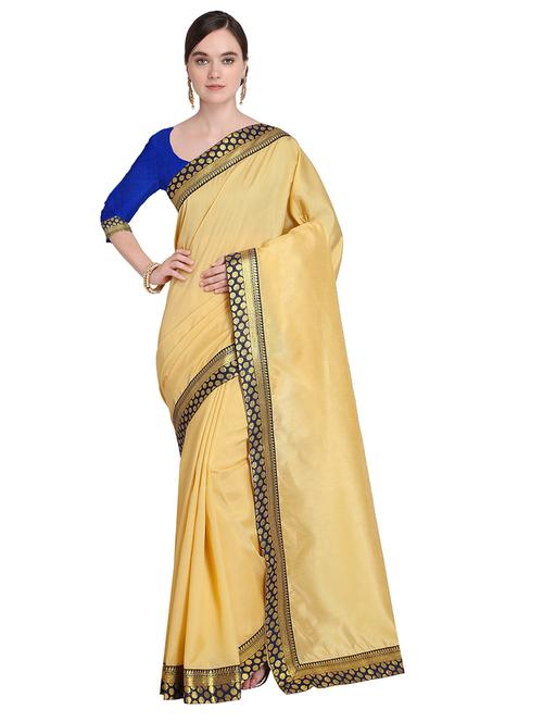 solid bordered saree with blouse - 19265722 - Very Small Image - 1