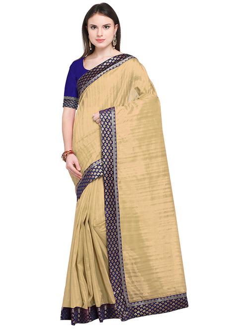 solid bordered saree with blouse - 19265730 - Very Small Image - 1