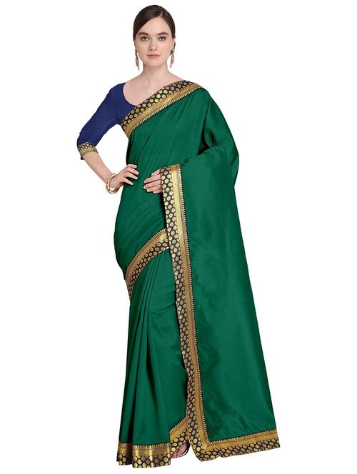 solid bordered saree with blouse - 19265745 - Very Small Image - 1