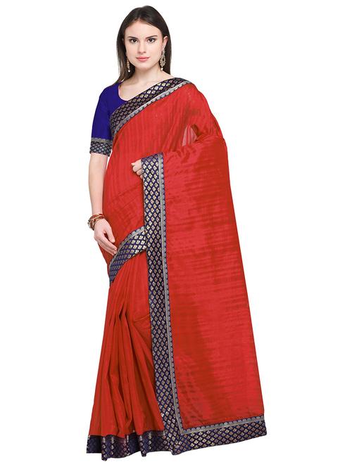 solid bordered saree with blouse - 19265755 - Very Small Image - 1