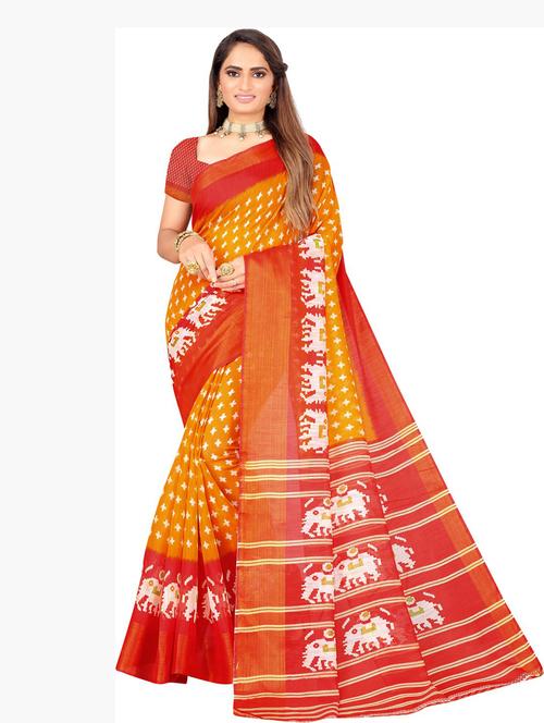 women's self design red colored saree with blouse - 19265774 - Very Small Image - 1