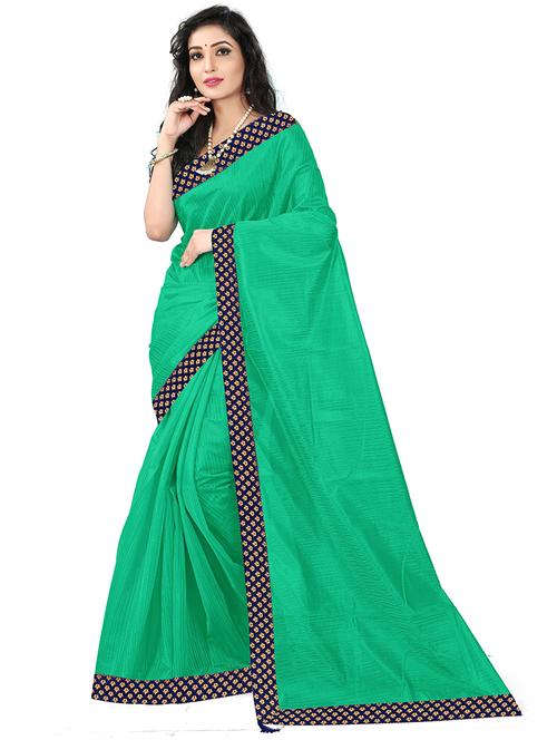 green solid saree with blouse - 19267620 - Very Small Image - 1