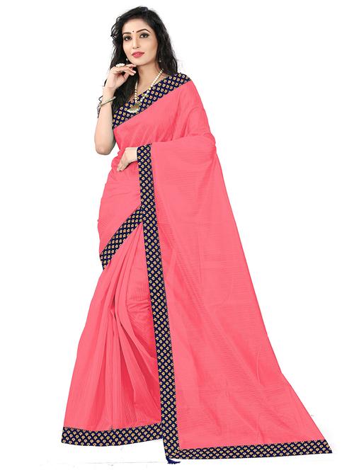 pink solid saree - 19267651 - Very Small Image - 1