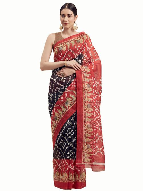 blue bandhani saree - 19267659 - Very Small Image - 1