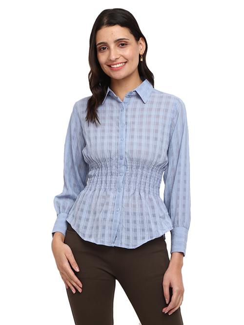 light blue self design regular top - 19267890 - Very Small Image - 1