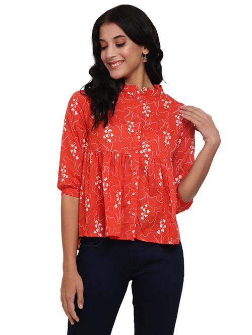 orange printed regular top - 19267891 - Very Small Image - 1