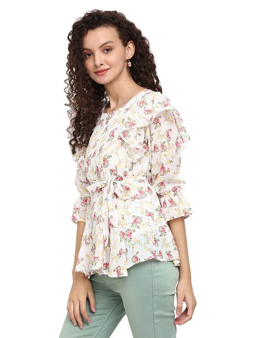 printed georgette regular top - 19267940 - Very Small Image - 1