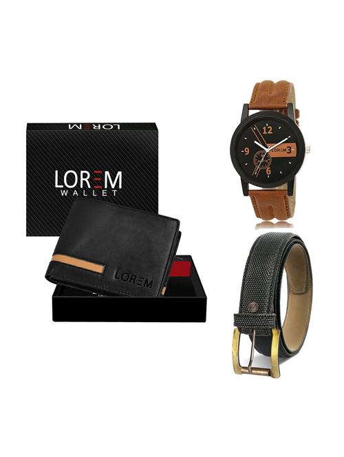 belt, wallet & watch leatherette gift combo - 19267990 - Very Small Image - 1