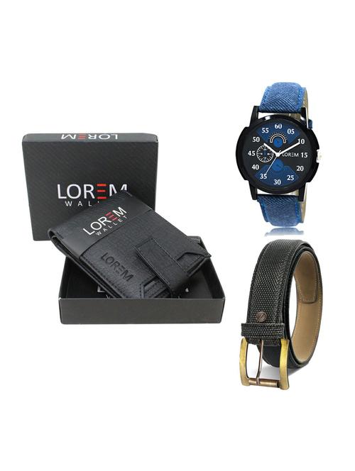 belt, wallet & watch leatherette gift combo - 19268001 - Very Small Image - 1