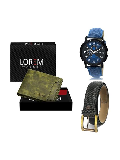 belt, wallet & watch leatherette gift combo - 19268009 - Very Small Image - 1