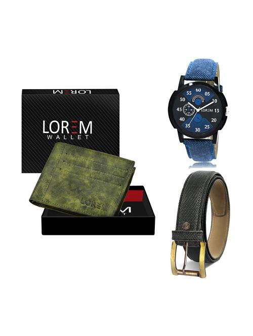 belt, wallet & watch leatherette gift combo - 19268010 - Very Small Image - 1