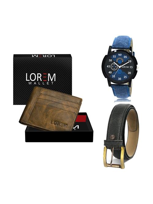 belt, wallet & watch leatherette gift combo - 19268012 - Very Small Image - 1