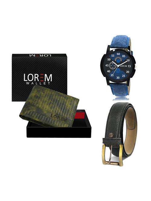 belt, wallet & watch leatherette gift combo - 19268023 - Very Small Image - 1