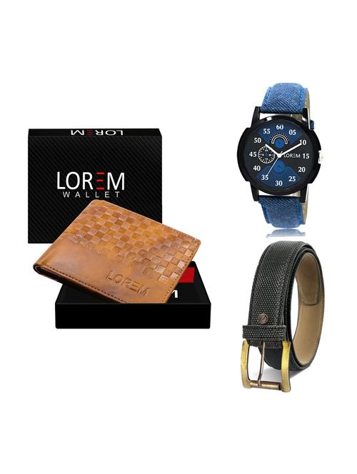 belt, wallet & watch leatherette gift combo - 19268030 - Very Small Image - 1