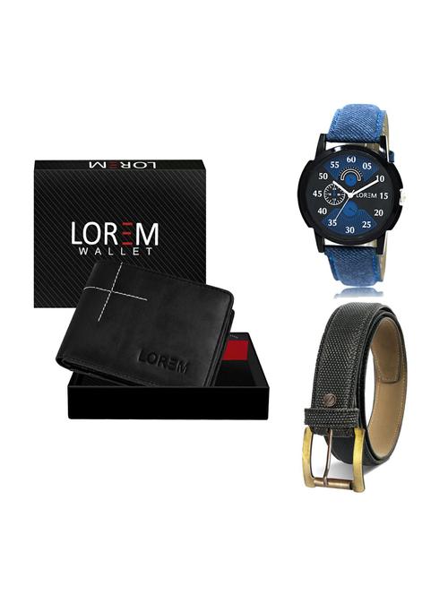 belt, wallet & watch leatherette gift combo - 19268033 - Very Small Image - 1