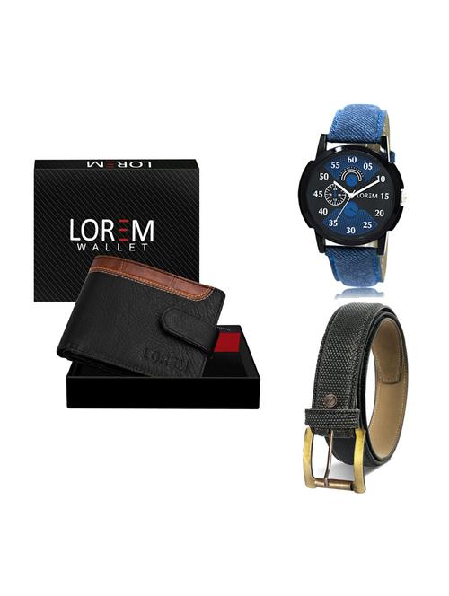 belt, wallet & watch leatherette gift combo - 19268038 - Very Small Image - 1