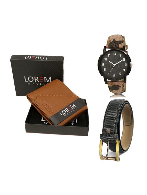 belt, wallet & watch leatherette gift combo - 19268040 - Very Small Image - 1