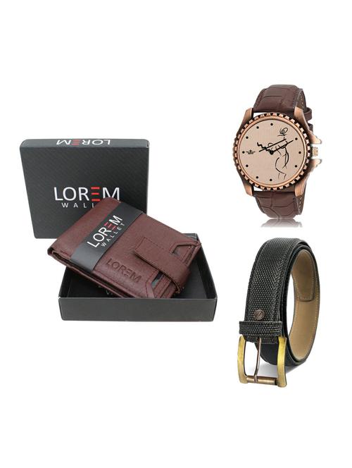 belt, wallet & watch leatherette gift combo - 19270658 - Very Small Image - 1