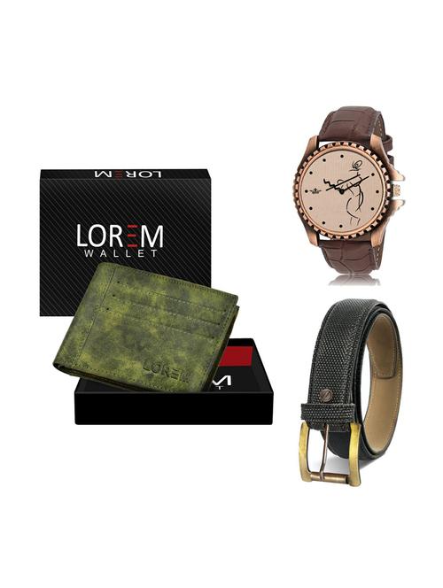 belt, wallet & watch leatherette gift combo - 19270666 - Very Small Image - 1