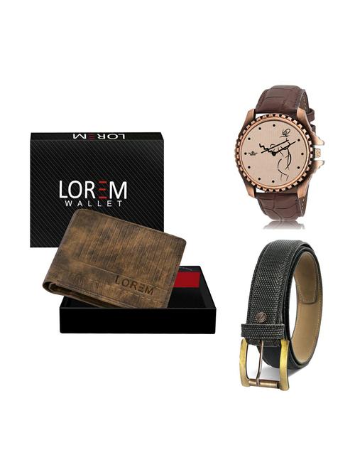 belt, wallet & watch leatherette gift combo - 19270677 - Very Small Image - 1