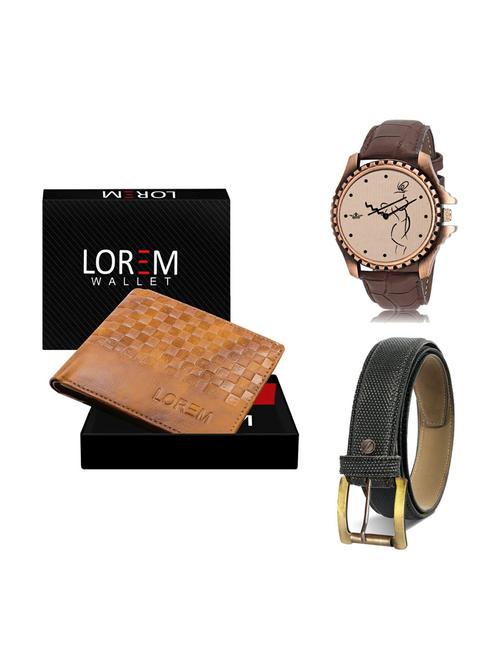 belt, wallet & watch leatherette gift combo - 19270686 - Very Small Image - 1