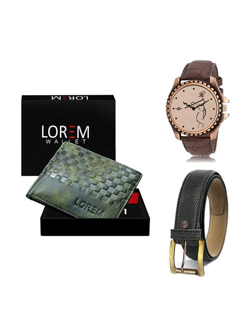 belt, wallet & watch leatherette gift combo - 19270687 - Very Small Image - 1