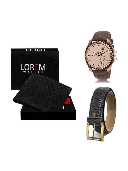 belt, wallet & watch leatherette gift combo - 19270688 - Very Small Image - 1