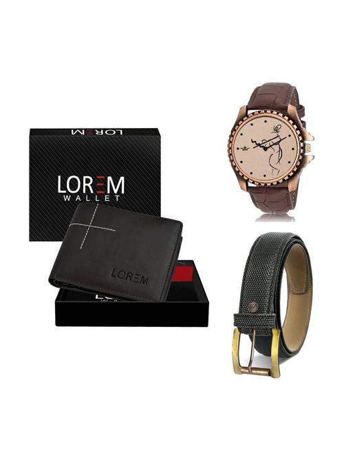 belt, wallet & watch leatherette gift combo - 19270690 - Very Small Image - 1