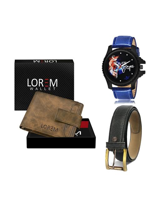 belt, wallet & watch leatherette gift combo - 19270717 - Very Small Image - 1