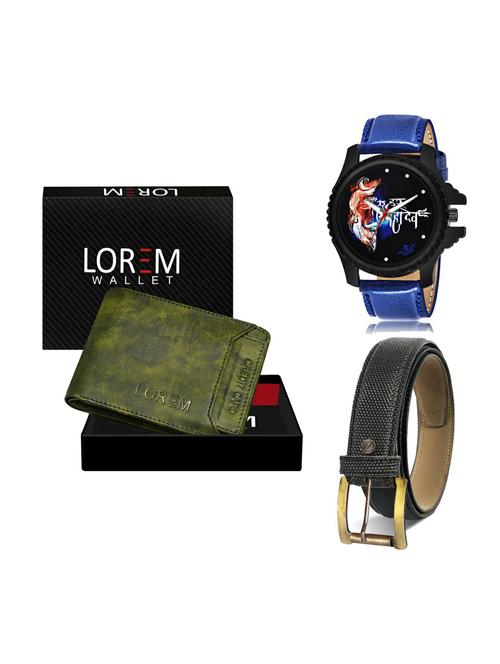 belt, wallet & watch leatherette gift combo - 19270721 - Very Small Image - 1