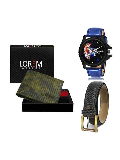 belt, wallet & watch leatherette gift combo - 19270724 - Very Small Image - 1