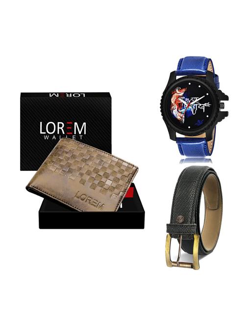 belt, wallet & watch leatherette gift combo - 19270730 - Very Small Image - 1