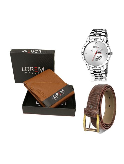 belt, wallet & watch leatherette gift combo - 19271596 - Very Small Image - 1