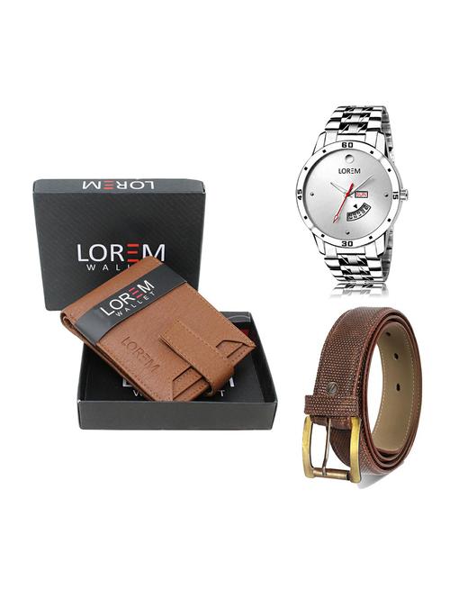 belt, wallet & watch leatherette gift combo - 19271604 - Very Small Image - 1