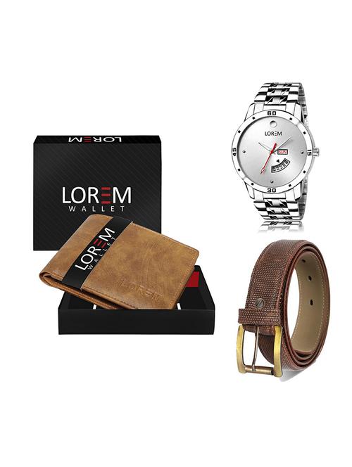 belt, wallet & watch leatherette gift combo - 19271607 - Very Small Image - 1