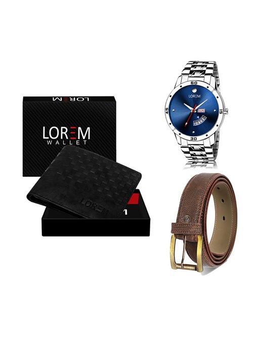 belt, wallet & watch leatherette gift combo - 19271723 - Very Small Image - 1
