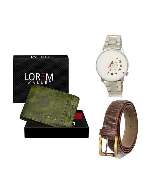 belt, wallet & watch leatherette gift combo - 19271756 - Very Small Image - 1