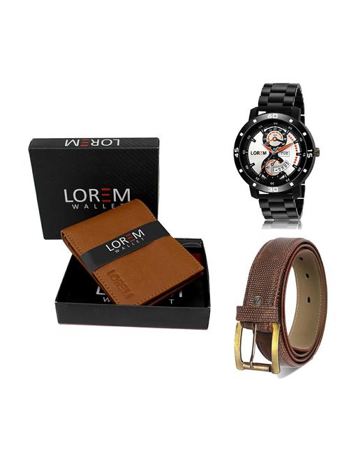 belt, wallet & watch leatherette gift combo - 19271777 - Very Small Image - 1