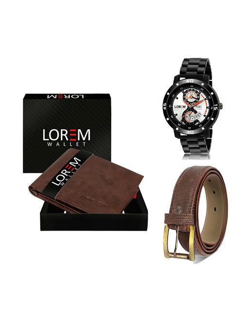 belt, wallet & watch leatherette gift combo - 19271786 - Very Small Image - 1