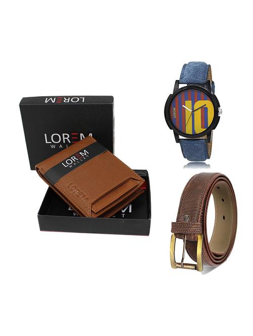 belt, wallet & watch leatherette gift combo - 19271823 - Very Small Image - 1