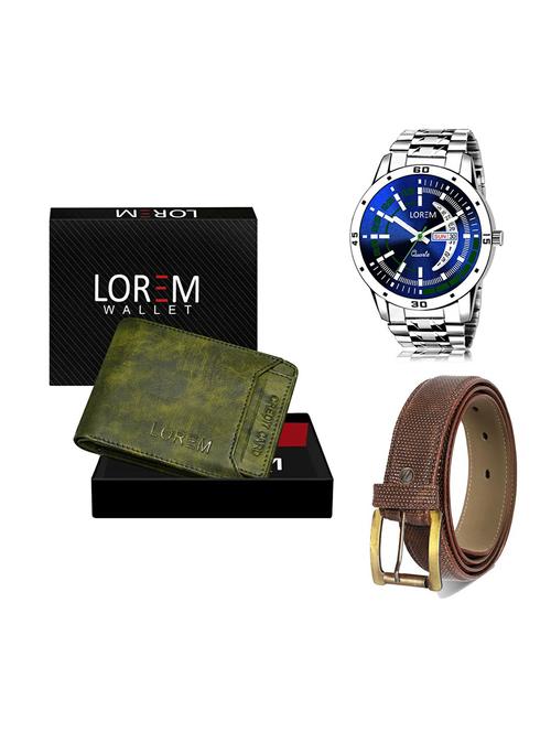 belt, wallet & watch leatherette gift combo - 19271891 - Very Small Image - 1