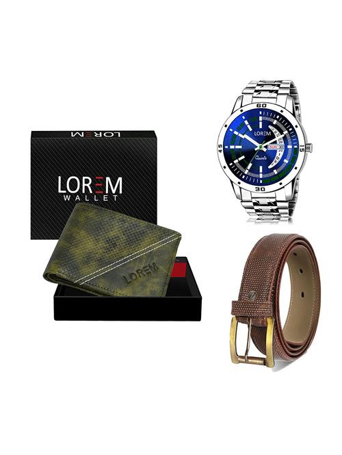 belt, wallet & watch leatherette gift combo - 19271898 - Very Small Image - 1