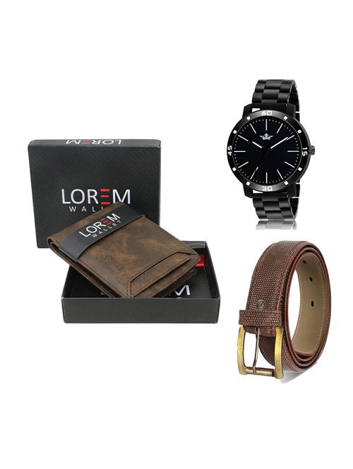 belt, wallet & watch leatherette gift combo - 19271960 - Very Small Image - 1