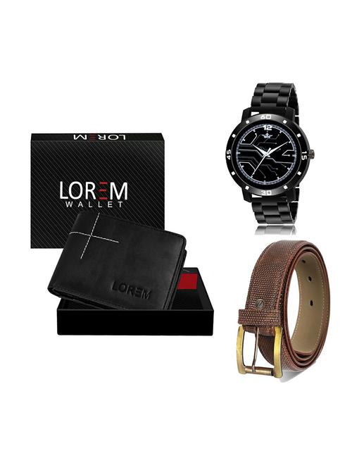 belt, wallet & watch leatherette gift combo - 19272040 - Very Small Image - 1