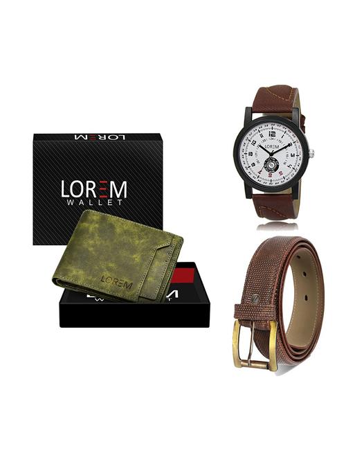 belt, wallet & watch leatherette gift combo - 19272061 - Very Small Image - 1