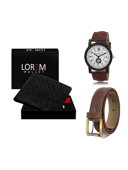 belt, wallet & watch leatherette gift combo - 19272084 - Very Small Image - 1