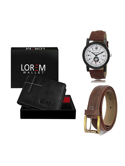 belt, wallet & watch leatherette gift combo - 19272085 - Very Small Image - 1
